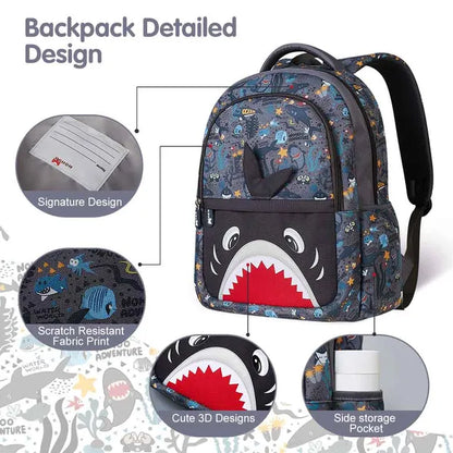 Nohoo - 16" Shark School Backpack - Grey
