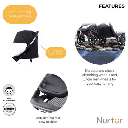 Nurtur Aspen Baby Stroller - Black