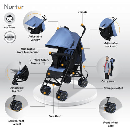 Nurtur Archer Lightweight Baby Stroller - Blue