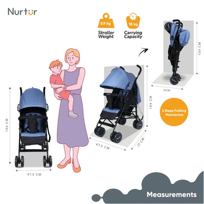 Nurtur Archer Lightweight Baby Stroller - Blue