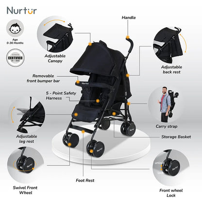 Nurtur Archer Lightweight Stroller - Black