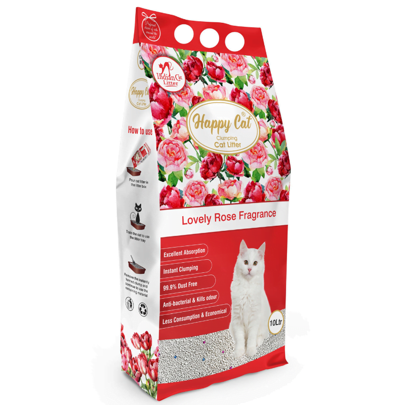 Happy Cat Bentonite Dust Free Clumping Cat Litter Lovely Rose Fragrance 10L