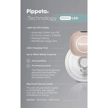 Pippeta - Wearable Hands Free Breast Pump - Ash Rose - 180 ml