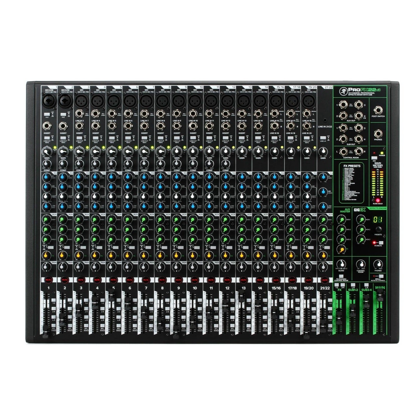 Mackie - ProFX22v3 Professional 22 Channel 4-Bus Mixer with Effects & USB