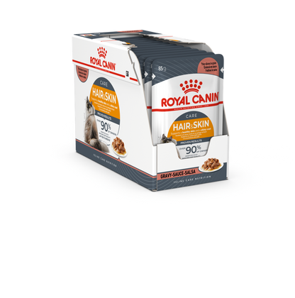 Royal Canin FCN Feline Care Nutrition Hair & Skin Gravy Intense Beauty Wet Cat Food 12x85gm