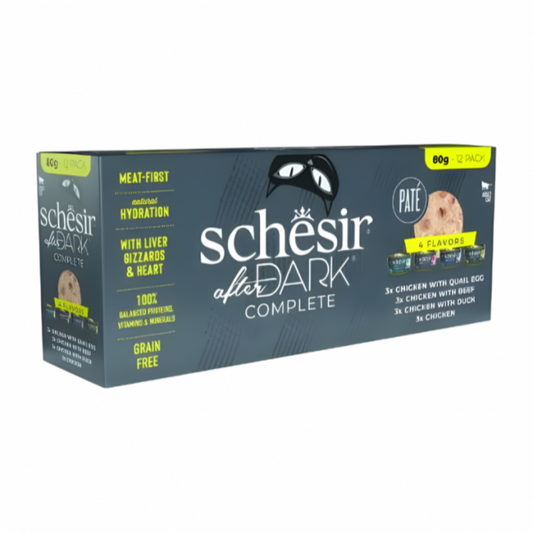 Schesir After Dark In Pate' Variety Pack For Cat 80gm x 12