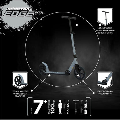 Spartan Edge 200mm Folding Scooter - Gray