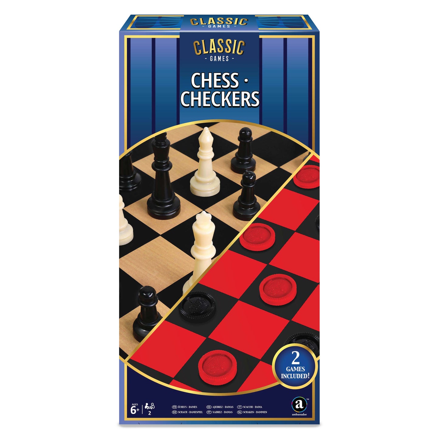 Ambassador Classic Games - 2-in-1 Basic Chess & Checkers