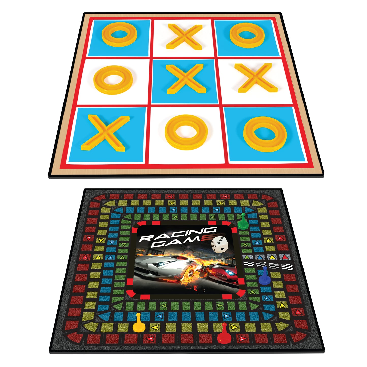 Ambassador - Classic Games - 2-in-1 Basic Racing Game & Tic-Tac-Toe