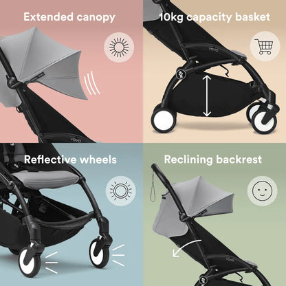 Stokke YOYO3 Black Frame & 0+ & 6+ Stone Bundle