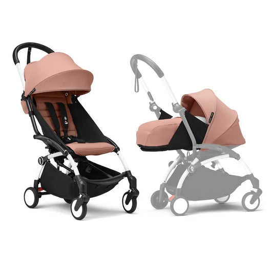 Stokke YOYO3 White Frame & 0+ & 6+ Ginger Bundle