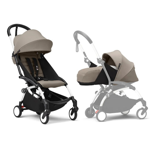 Stokke YOYO3 White Frame & 0+ & 6+ Taupe Bundle