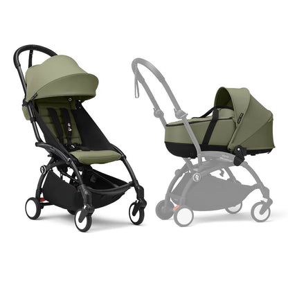 Stokke YOYO3 Frame Black + Newborn & 6+ Pack Bundle - Olive