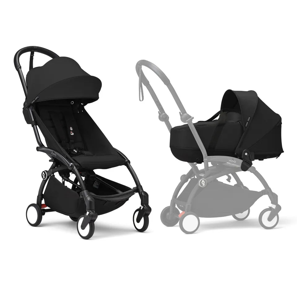 Stokke YOYO3 Frame Black + Newborn & 6+ Pack Bundle - Black