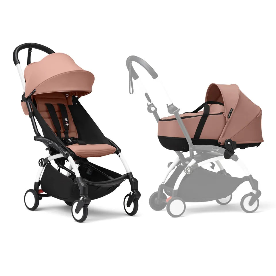 Stokke YOYO3 Frame White + Newborn & 6+ Pack Bundle - Ginger