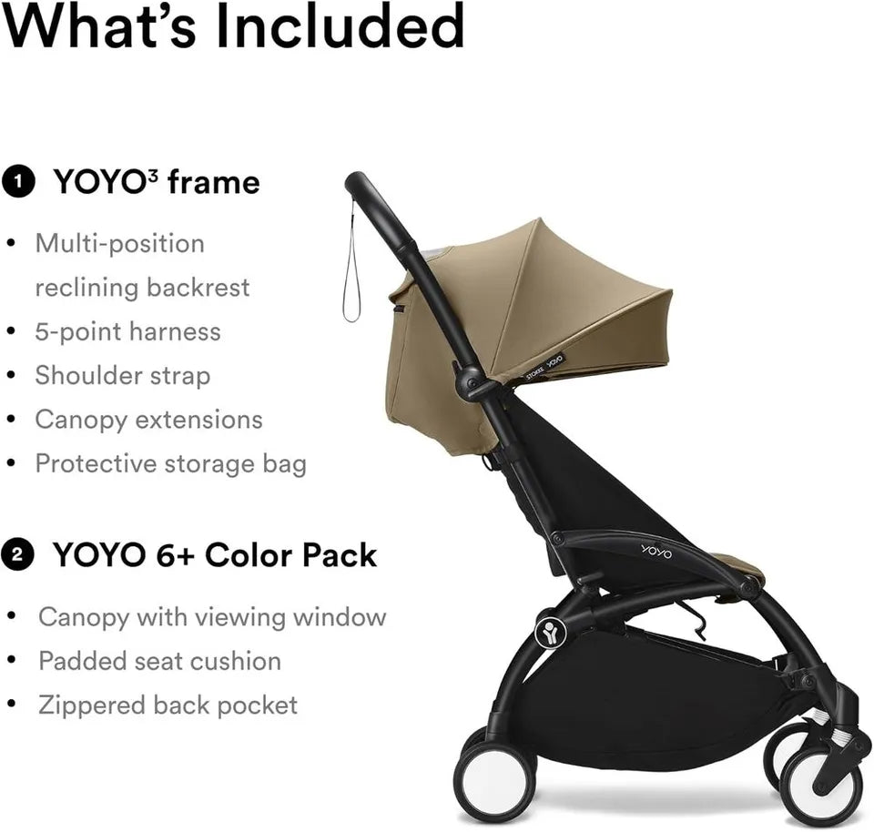 Stokke YOYO3 Black Frame & 6+ Toffee Bundle
