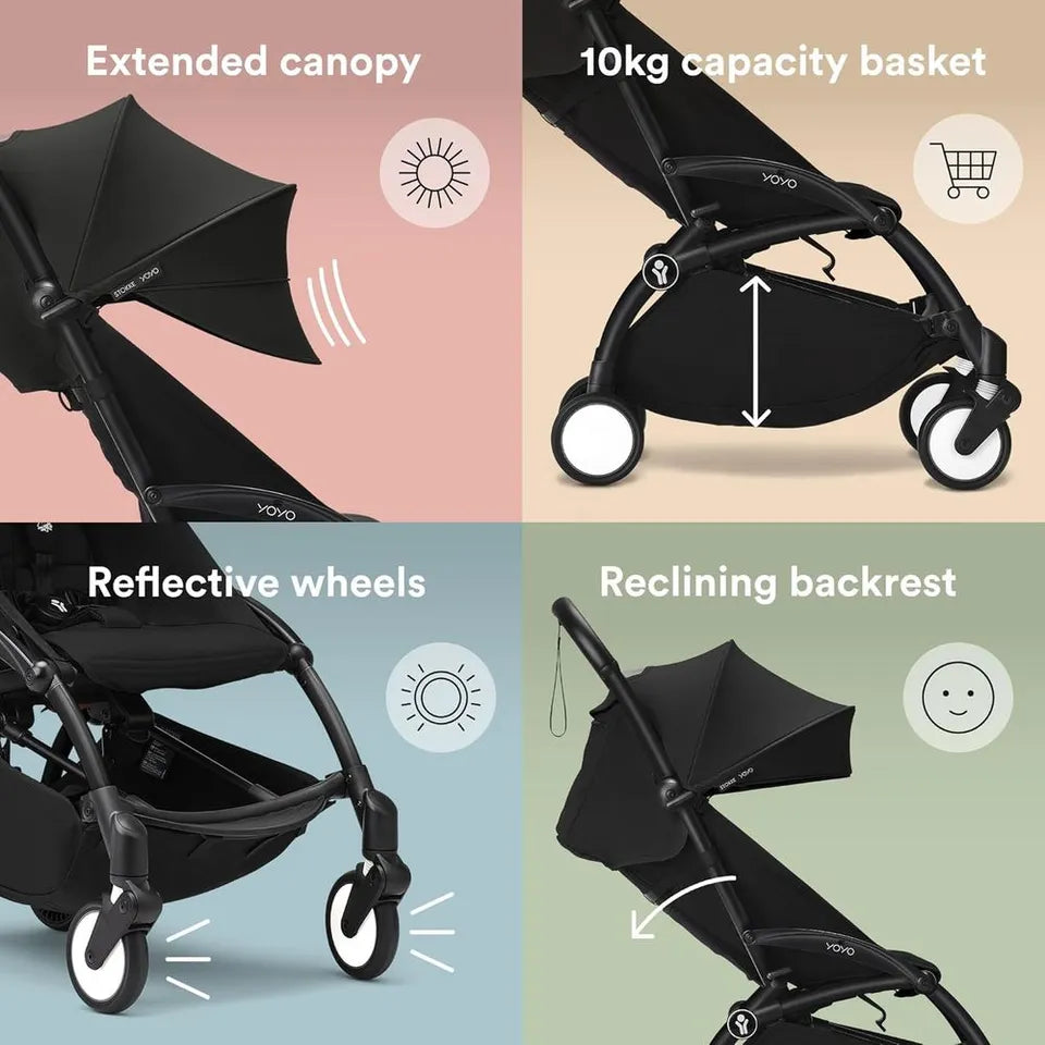Stokke YOYO3 Black Frame & 6+ Black Bundle
