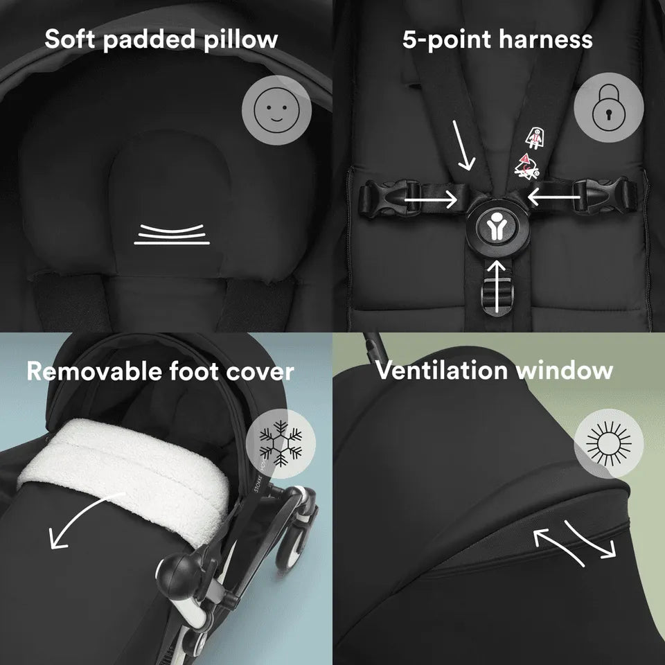 Stokke YOYO3 Black Frame & 0+ & 6+ Aqua Bundle