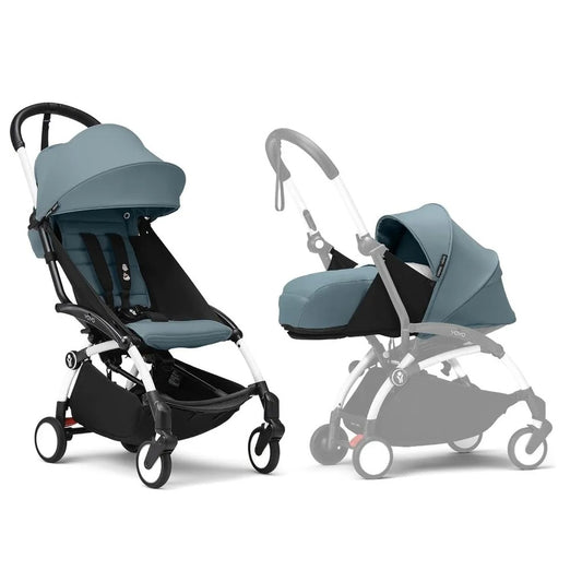 Stokke YOYO3 White Frame & 0+ & 6+ Aqua Bundle