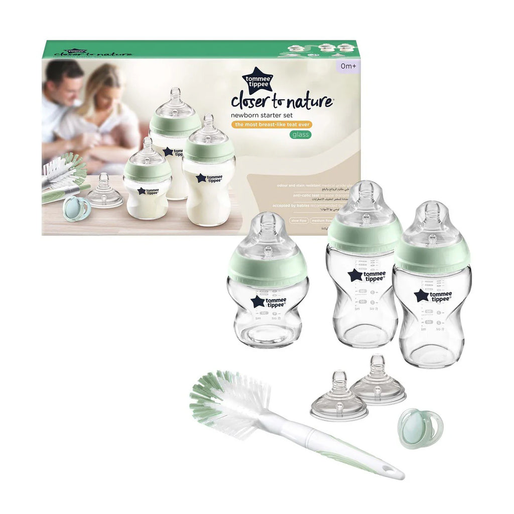 Tommee Tippee - Closer to Nature Glass Feeding Bottle Kit, Starter Set - Clear