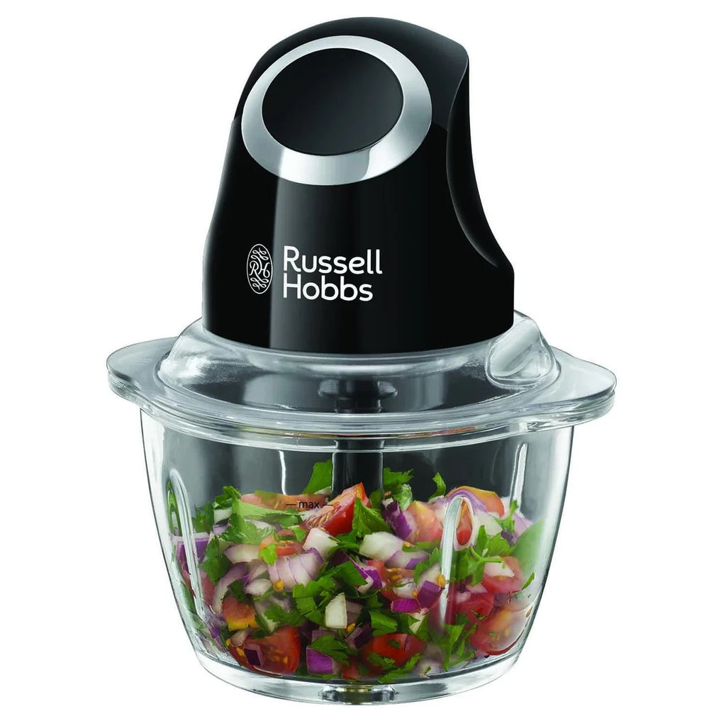 Russell Hobbs Desire Matte Black Electric Mini Chopper with Glass Bowl & Stainless Steel Blade