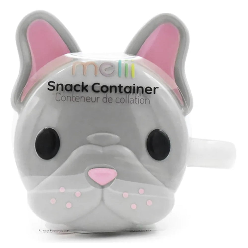 Melii - Snack Container w/ Finger Trap - Grey & Pink Bulldog