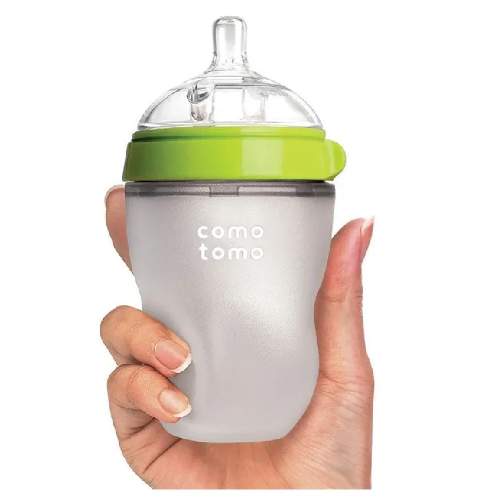 Comotomo Natural Feel Baby Feeding Bottle - Green & White 2 pcs x 150 ml