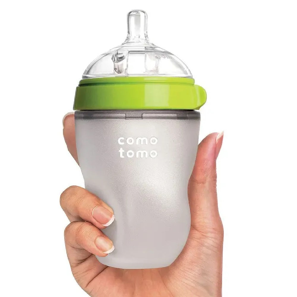 Comotomo Natural Feel Baby Feeding Bottle - Green & White 2 pcs x 250 ml