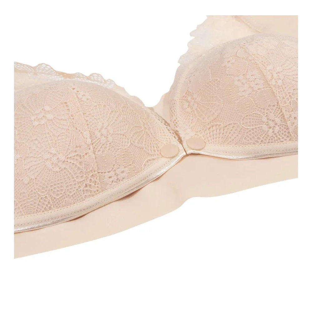 Okus - Pretty Lace Maternity & Nursing Bra - Beige - X-Large