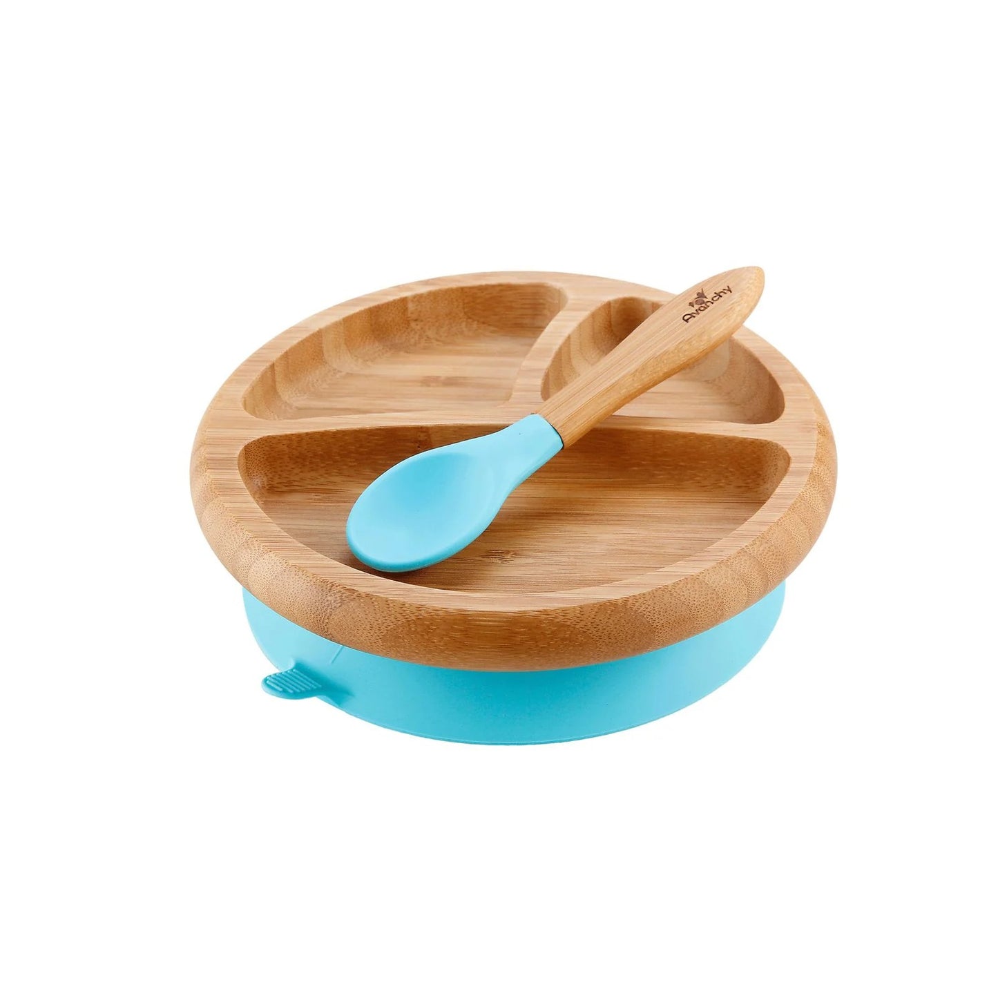 Avanchy - Bamboo Suction Classic Plate + Spoon - Blue