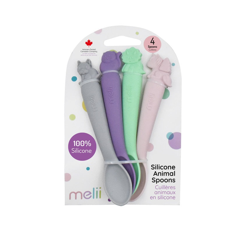 Melii - Silicone Spoons 4pc Set - Dog, Cat, Unicorn, Dino