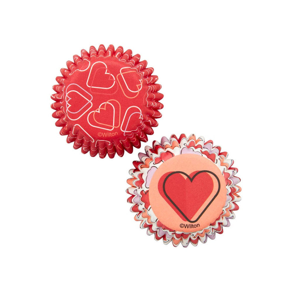 Wilton Red and Pink Hearts Mini Baking Cups, Set of 100