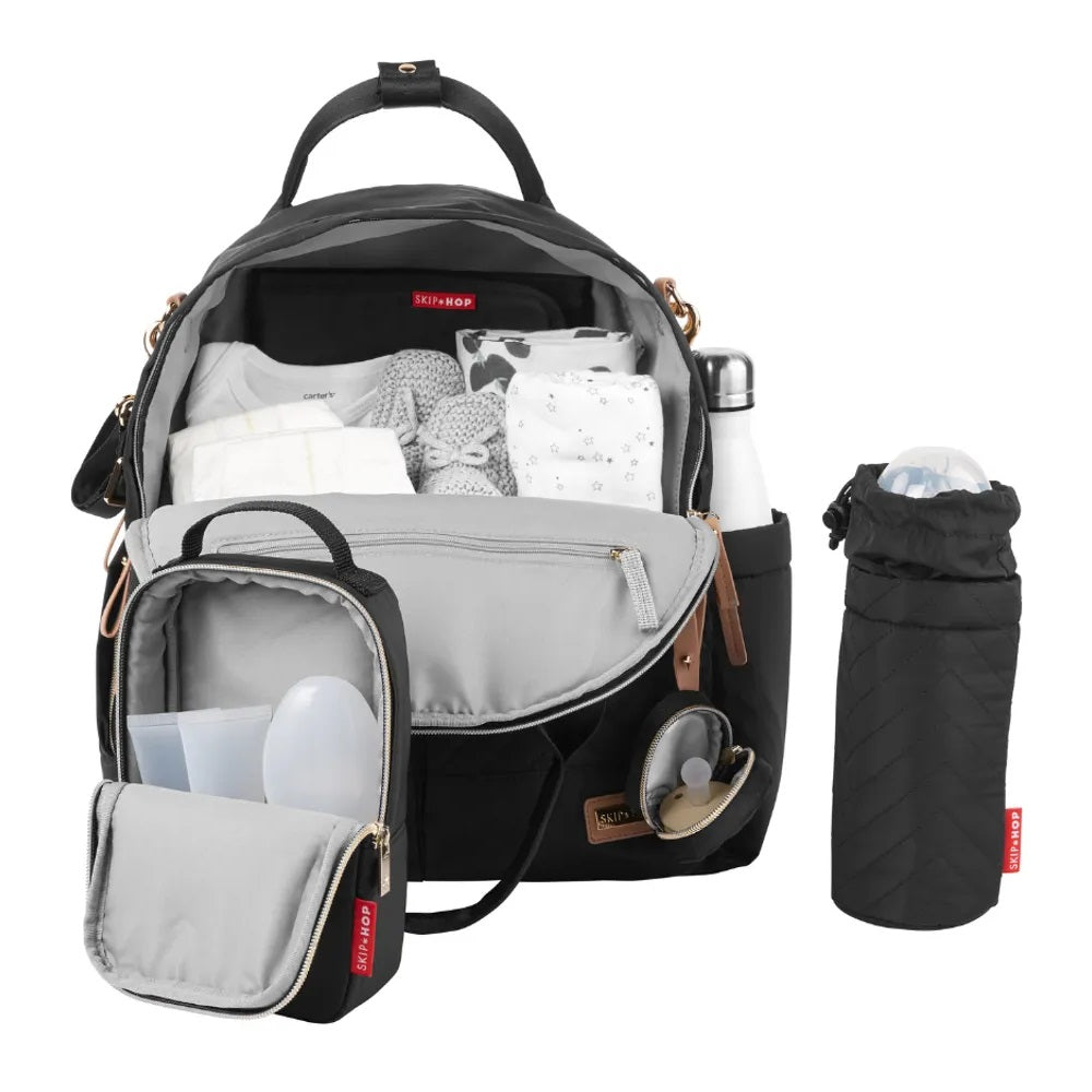 Skiphop - Suite Diaper Backpack And Accessory Set - Black - 6pcs