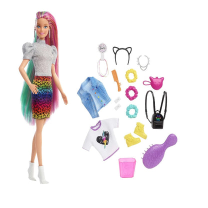 Barbie Leopard Rainbow Hair Feature Doll