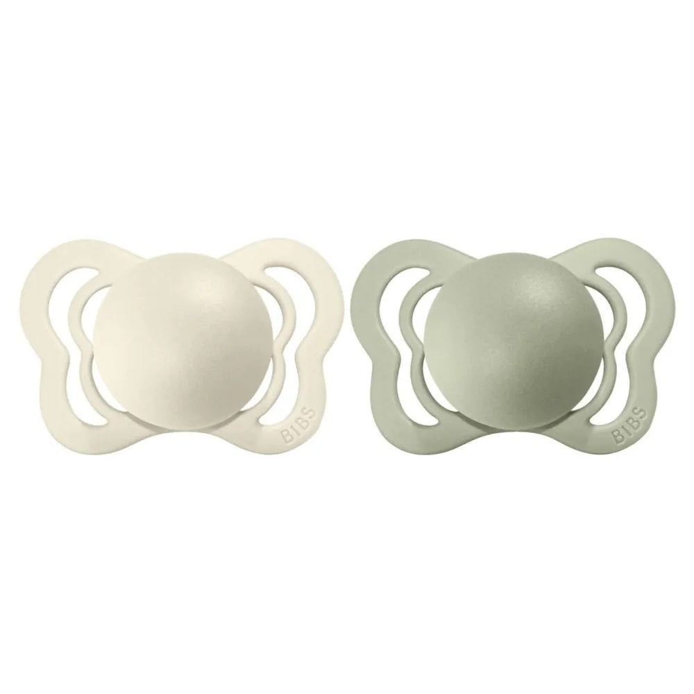 Bibs - Pacifier Couture Latex Size 1 - 0-6M - Pack of 2 - Ivory/Sage