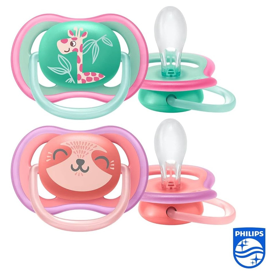 Philips Avent 2-Pieces Ultra Air Freeflow Soother Sil 18M Deco - Assorted