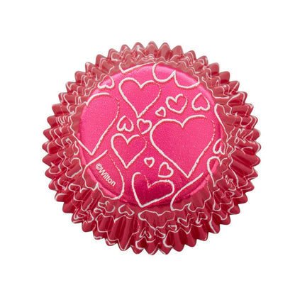 Wilton Pink Hearts Foil Standard Baking Cups, Set of 24