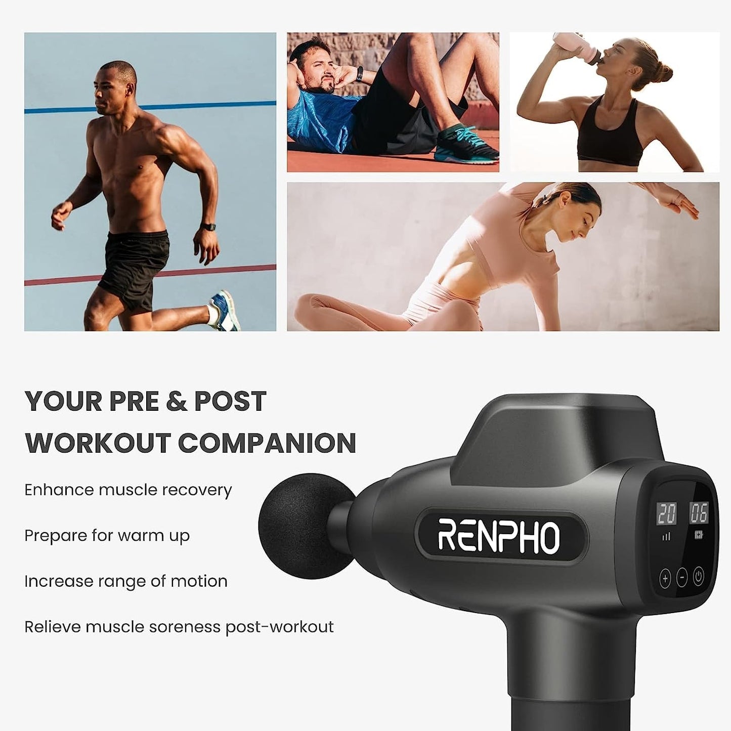 Renpho C3 Percussion Massage Gun - Black