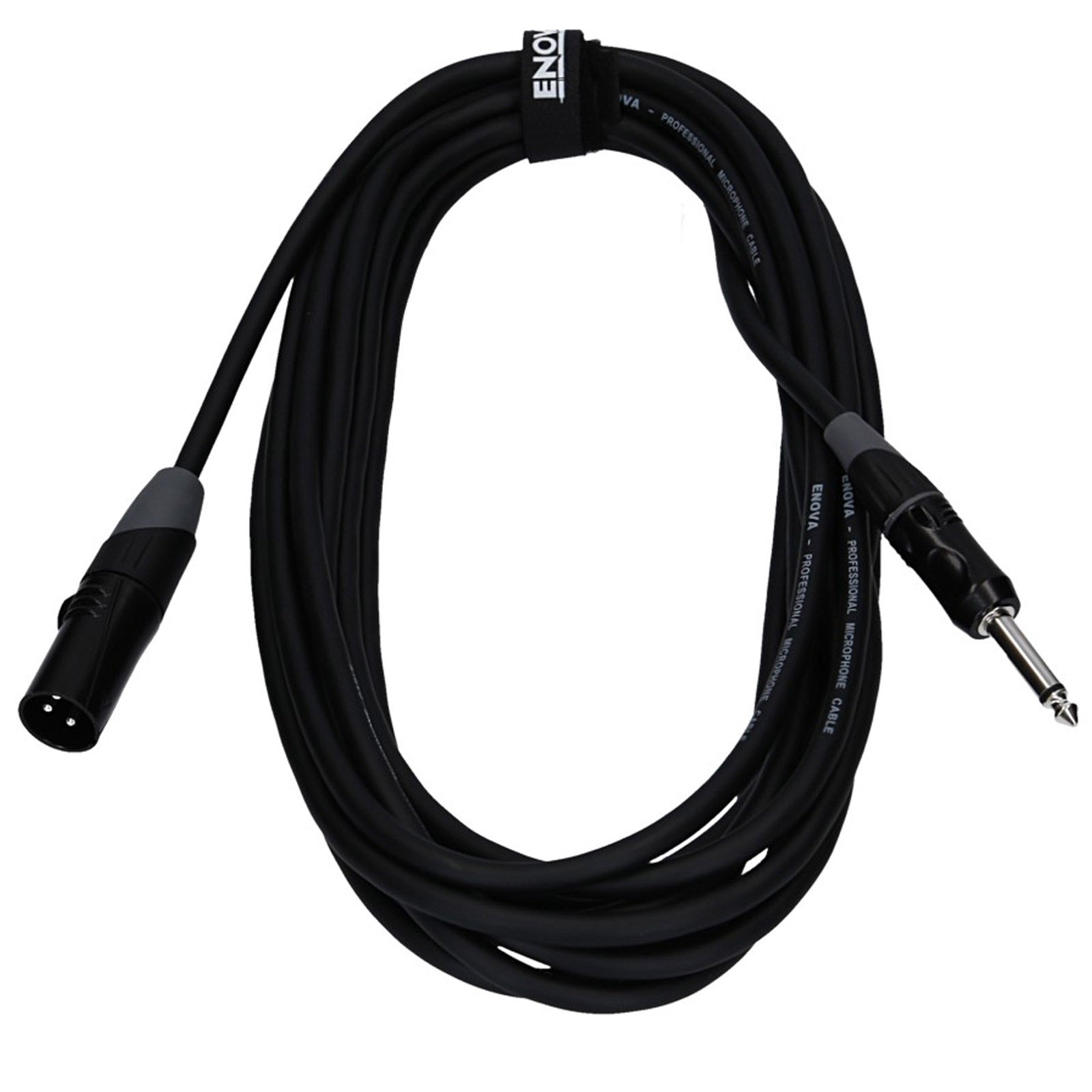 Enova 5 Meters XLR Male to 1/4" Plug 2-Pole Microphone Cable Analogue & AES with Velcro