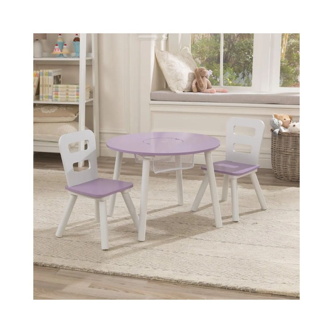 Kidkraft Round Storage Table & 2 Chair Set – Lavender