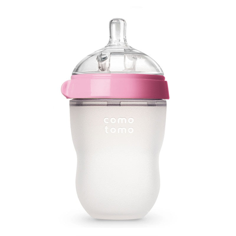 Comotomo - Natural Feel Baby Feeding Bottle - Pink & White 2 pcs x 250 ml