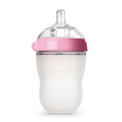 Comotomo - Natural Feel Baby Feeding Bottle - Pink & White 2 pcs x 250 ml