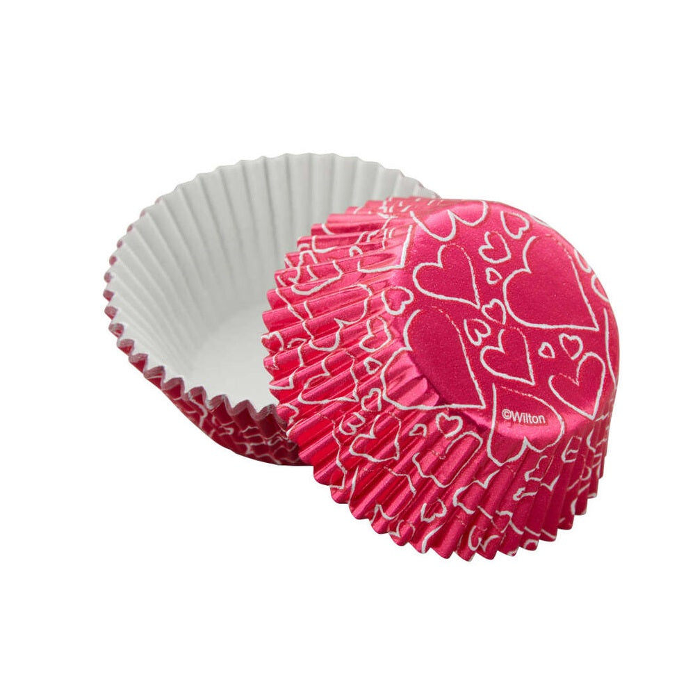 Wilton Pink Hearts Foil Standard Baking Cups, Set of 24