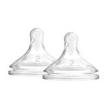 Dr. Brown's Level 2 Wide Neck Silicone Options Plus Nipple Pack of 2 - Transparent