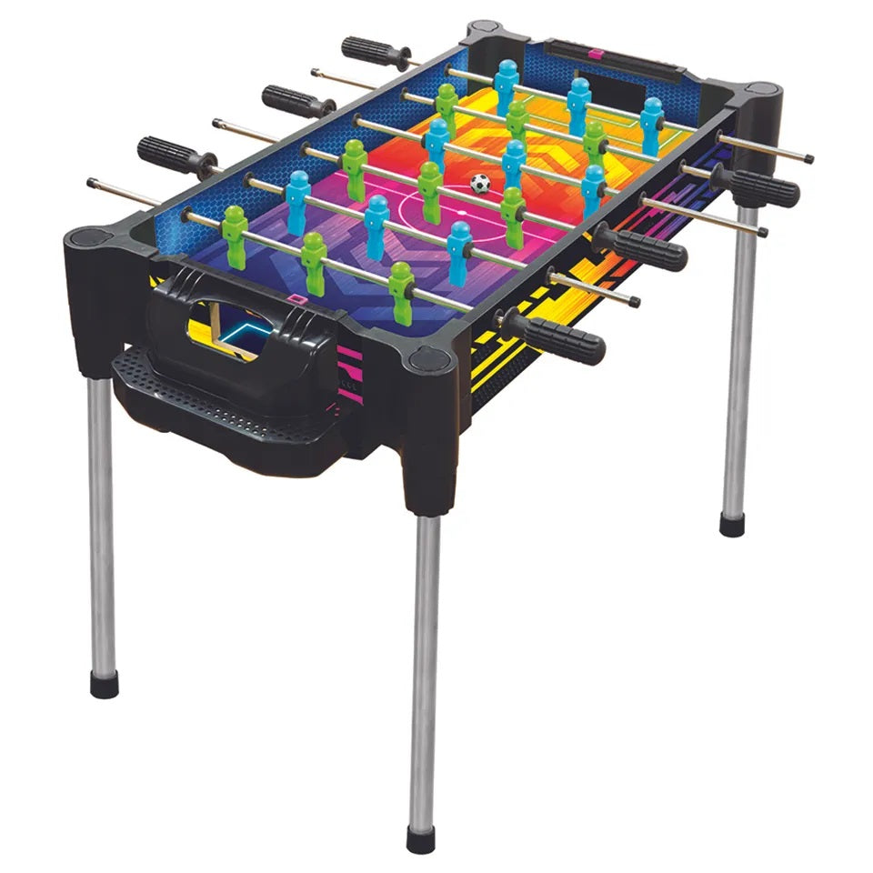 Ambassador - 27" 2-in-1 Reversible Football (Foosball/Soccer) & Hover Puck Air Hockey Table Neon Version