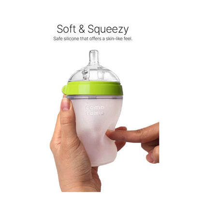 زجاجة الرضاعة كوموتومو ناتشورال فيل للأطفال - أخضر وأبيض، 150 مل