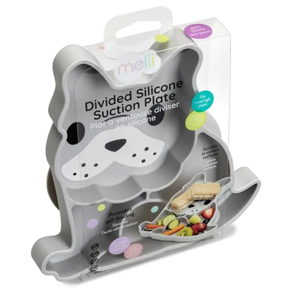 Melii - Divided Silicone Suction Plate - Grey Bulldog