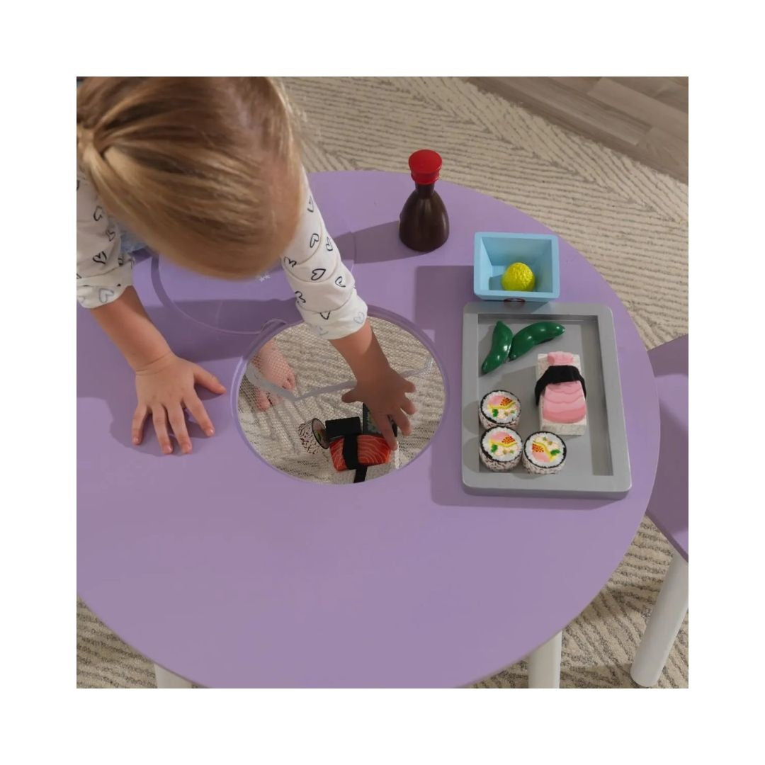 Kidkraft Round Storage Table & 2 Chair Set – Lavender