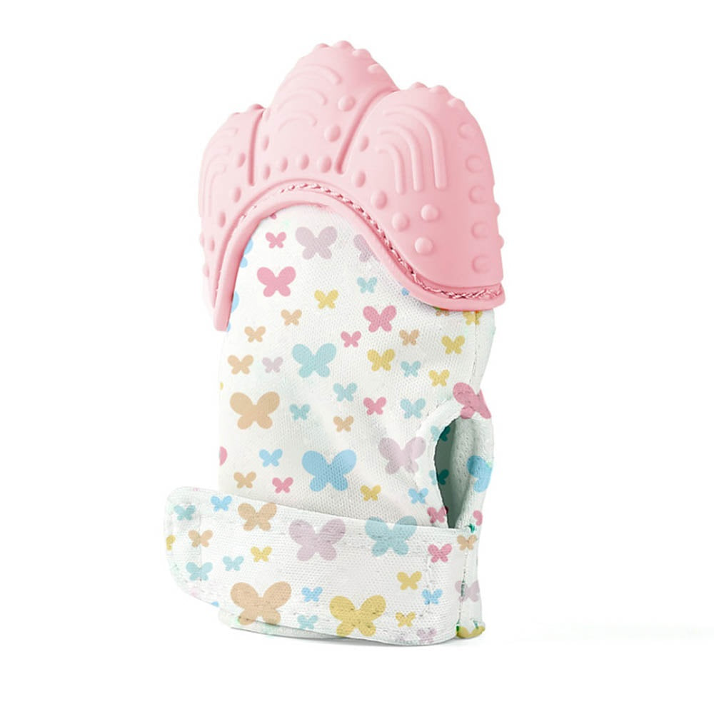 Babyjem - Baby Tooth Scarifying Gloves Butterfly -  3+ Months -  Pink