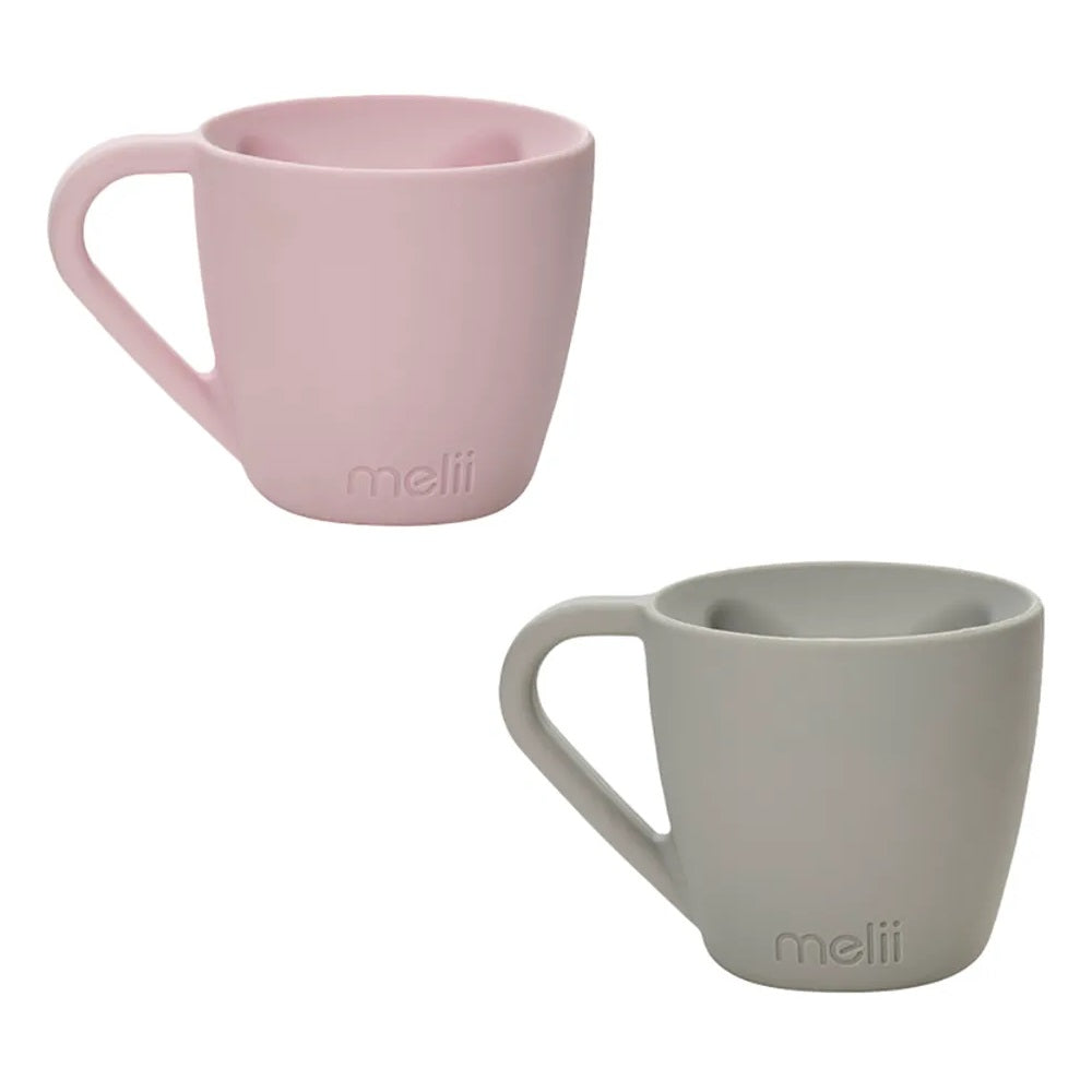 Melii - Silicone Bear Mug - 2pcs - Pink & Grey